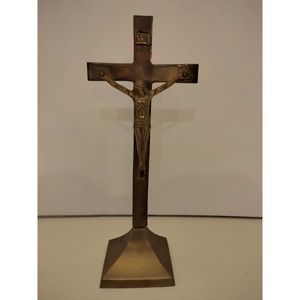 Solid Brass Statue Crucifix/ Cross-  -9.5" tall
